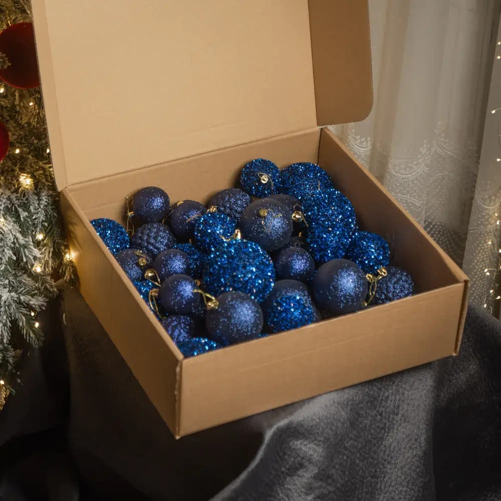 Набір ялинкових кульок «Блиск джинсовий», фото 3
